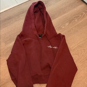 Cropped Burgundy Hoodie with Embroidered Logo